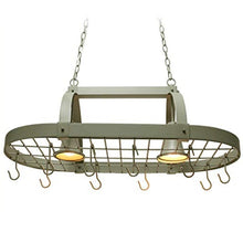 Load image into Gallery viewer, Rustic 2 Light 10 Hook Ceiling Mounted Hanging Pot Rack in Slate Gray