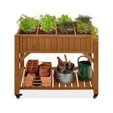 Load image into Gallery viewer, Outdoor Elevated Raised Garden Bed Planter Box with Locking Wheels