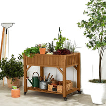 Load image into Gallery viewer, Outdoor Elevated Raised Garden Bed Planter Box with Locking Wheels
