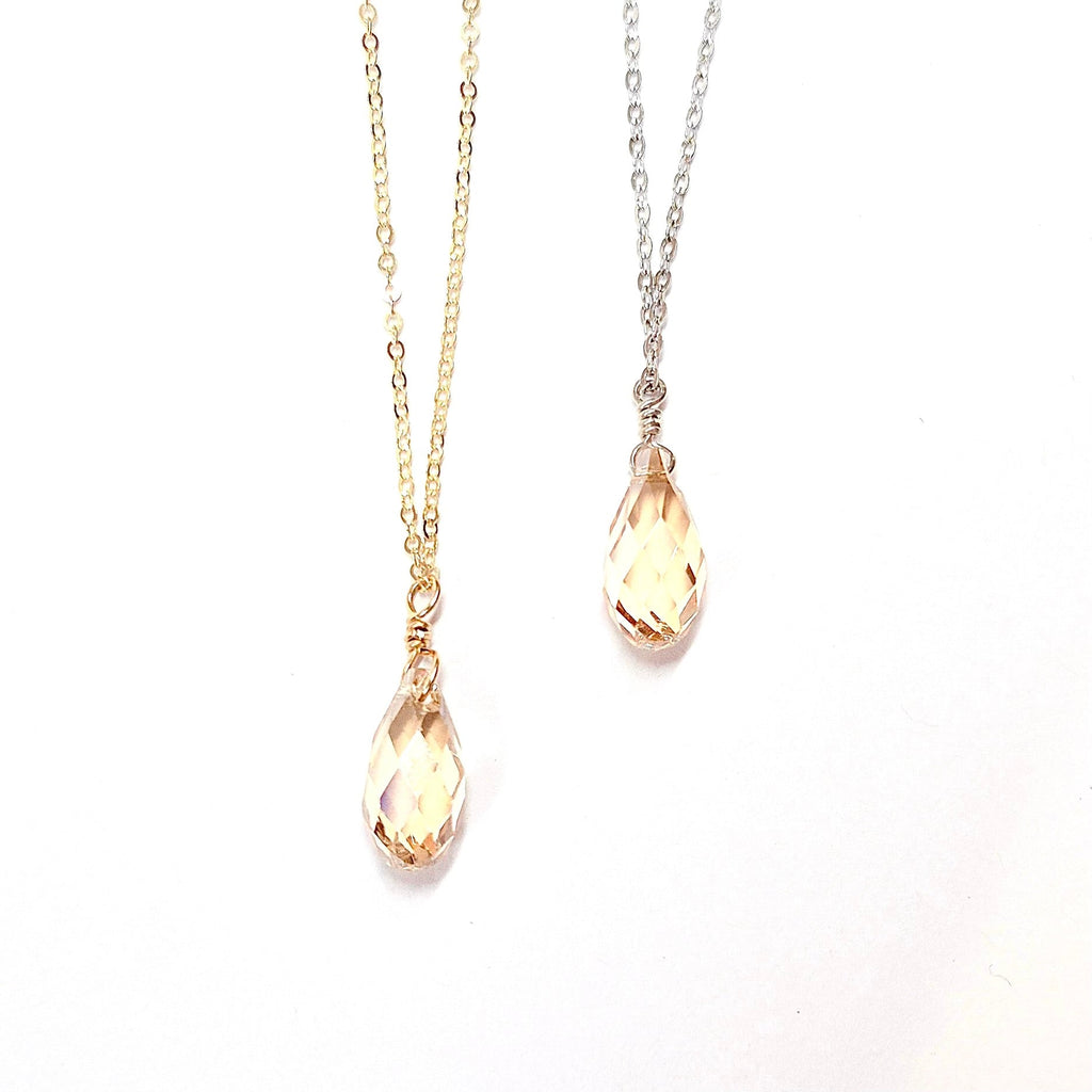 Swarovski Crystal Droplet Necklace: Many Colors Available
