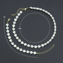 Load image into Gallery viewer, Freshwater Pearl with Mother of Pearl Heart necklace Bracelet, sku#EF677