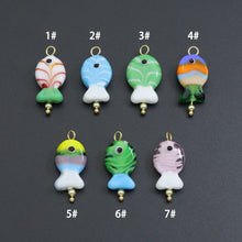 Load image into Gallery viewer, Striped Glass Fish Charm, Fish Charm Pendant, Sku#EF827