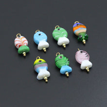 Load image into Gallery viewer, Striped Glass Fish Charm, Fish Charm Pendant, Sku#EF827