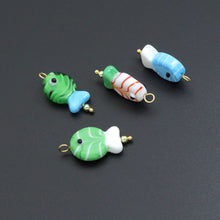 Load image into Gallery viewer, Striped Glass Fish Charm, Fish Charm Pendant, Sku#EF827