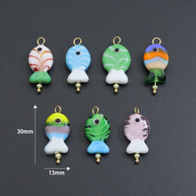 Load image into Gallery viewer, Striped Glass Fish Charm, Fish Charm Pendant, Sku#EF827