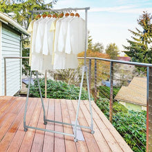 Load image into Gallery viewer, Folding Extendable Metal Garment Rack Clothes Hanging Rod with Lockable Wheels