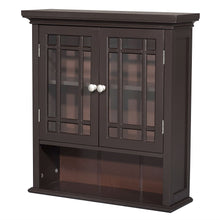 Load image into Gallery viewer, Dark Espresso 2-Door Bathroom Wall Cabinet with Open Shelf