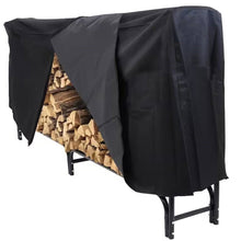 Load image into Gallery viewer, Indoor/Outdoor 8-ft. Black Metal Firewood Rack with Cover