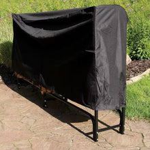 Load image into Gallery viewer, Indoor/Outdoor 8-ft. Black Metal Firewood Rack with Cover