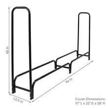 Load image into Gallery viewer, Indoor/Outdoor 8-ft. Black Metal Firewood Rack with Cover
