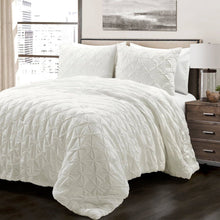 Load image into Gallery viewer, King Size Soft Pleated Cotton 3 Piece Comforter Set White