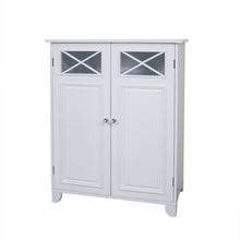 Load image into Gallery viewer, White 2-Door Bathroom Floor Cabinet with Adjustable Storage Shelf