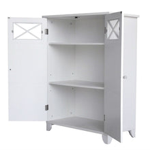 Load image into Gallery viewer, White 2-Door Bathroom Floor Cabinet with Adjustable Storage Shelf