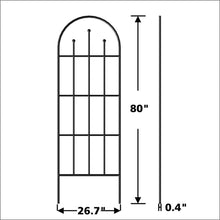 Load image into Gallery viewer, Outdoor 80-inch Tall Garden Trellis in Black Powder Coated Steel Finish