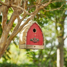 Load image into Gallery viewer, Vintage Farmhouse Style Red Solid Wood Outdoor Birdhouse