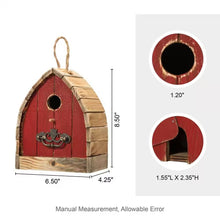 Load image into Gallery viewer, Vintage Farmhouse Style Red Solid Wood Outdoor Birdhouse