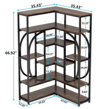 Load image into Gallery viewer, 67-inch Tall Modern Industrial Metal Wood Corner Bookcase