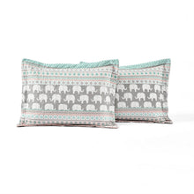 Load image into Gallery viewer, Turquoise Pink Grey Lightweight 6 Piece Elephant Pattern Daybed Cover Quilt Set