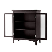 Load image into Gallery viewer, Dark Espresso Freestanding Bathroom Floor Cabinet with Storage Shelves