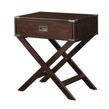 Load image into Gallery viewer, Espresso Brown Wood 1-Drawer End Table Nightstand with X Legs