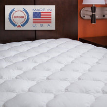 Load image into Gallery viewer, King size Plush Bamboo Baffle Box Stitch Mattress Pad / Topper