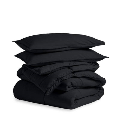 Twin/Twin XL Super Soft Lightweight Down Alternative Comforter Set in Black