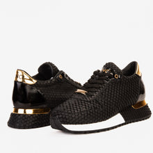 Load image into Gallery viewer, The Majesty Black &amp; Gold Leather Men Sneaker