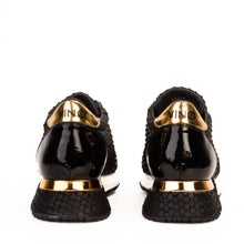 Load image into Gallery viewer, The Majesty Black &amp; Gold Leather Men Sneaker