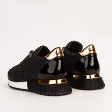 Load image into Gallery viewer, The Majesty Black &amp; Gold Leather Men Sneaker
