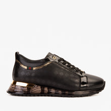Load image into Gallery viewer, The Cenova Black &amp; Gold Leather Men Sneaker