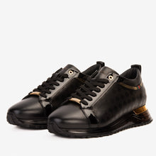 Load image into Gallery viewer, The Cenova Black &amp; Gold Leather Men Sneaker