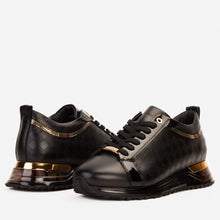 Load image into Gallery viewer, The Cenova Black &amp; Gold Leather Men Sneaker