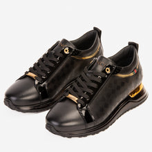 Load image into Gallery viewer, The Cenova Black &amp; Gold Leather Men Sneaker
