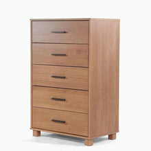 Load image into Gallery viewer, Modern Farmhouse Solid Wood 5 Drawer Bedroom Chest in Light Brown Finish