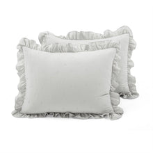 Load image into Gallery viewer, Full/Queen Lightweight Grey Ruffle Reversible Oversized 3 Piece Quilt Set