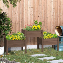 Load image into Gallery viewer, Brown 3 Wooden Elevated Planter Raised Garden Beds