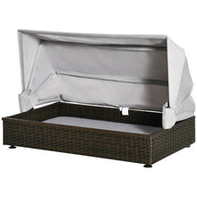 Load image into Gallery viewer, Espresso Wicker Foldable Canopy Raised Dog Bed House with 2 in Thick Cushion