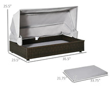 Load image into Gallery viewer, Espresso Wicker Foldable Canopy Raised Dog Bed House with 2 in Thick Cushion