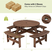 Load image into Gallery viewer, Espresso Wooden 8 Seater Picnic Table Umbrella Hole