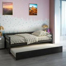 Load image into Gallery viewer, Twin/Twin Dorm Style Trundle Daybed Platform Bed Frame in Espresso