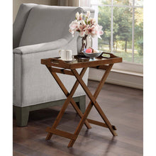 Load image into Gallery viewer, Folding TV Tray Bedside Table in Dark Brown Espresso Wood Finish