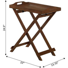 Load image into Gallery viewer, Folding TV Tray Bedside Table in Dark Brown Espresso Wood Finish