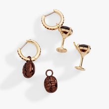 Load image into Gallery viewer, Espresso Martini Interchangeable Charm Huggie Hoop Set of 2