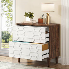 Load image into Gallery viewer, Modern Brown/White Wood 2 Drawer Filing Cabinet Printer Stand