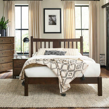 Load image into Gallery viewer, Queen Size Farmhouse Style Solid Wood Platform Bed with Headboard in Espresso