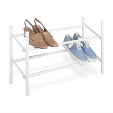 Load image into Gallery viewer, 2-Tier Stackable Shoe Rack Organizer Storage Shelves in White
