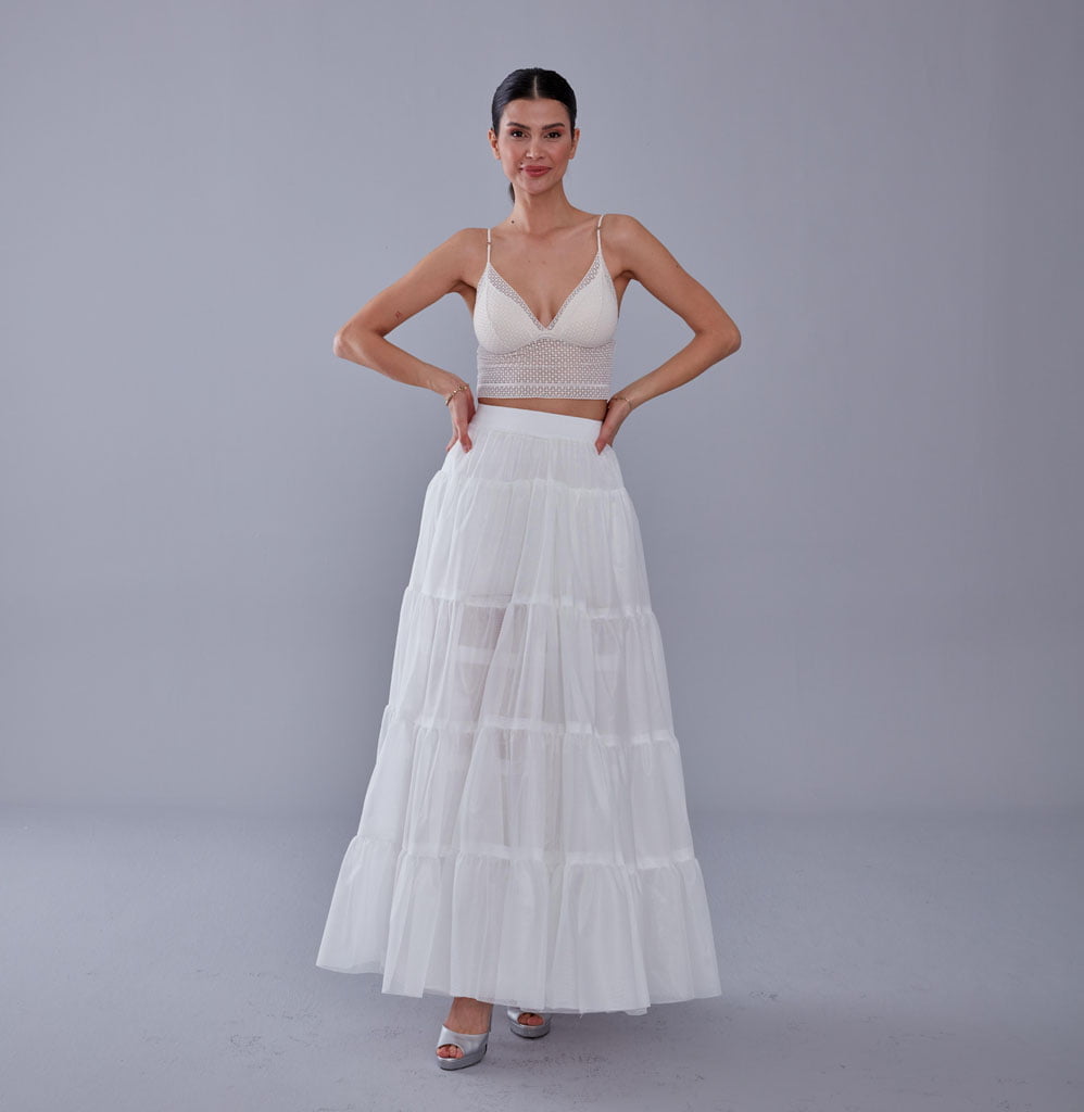 White Petticoat with Elastic Band - Perfect for Parties