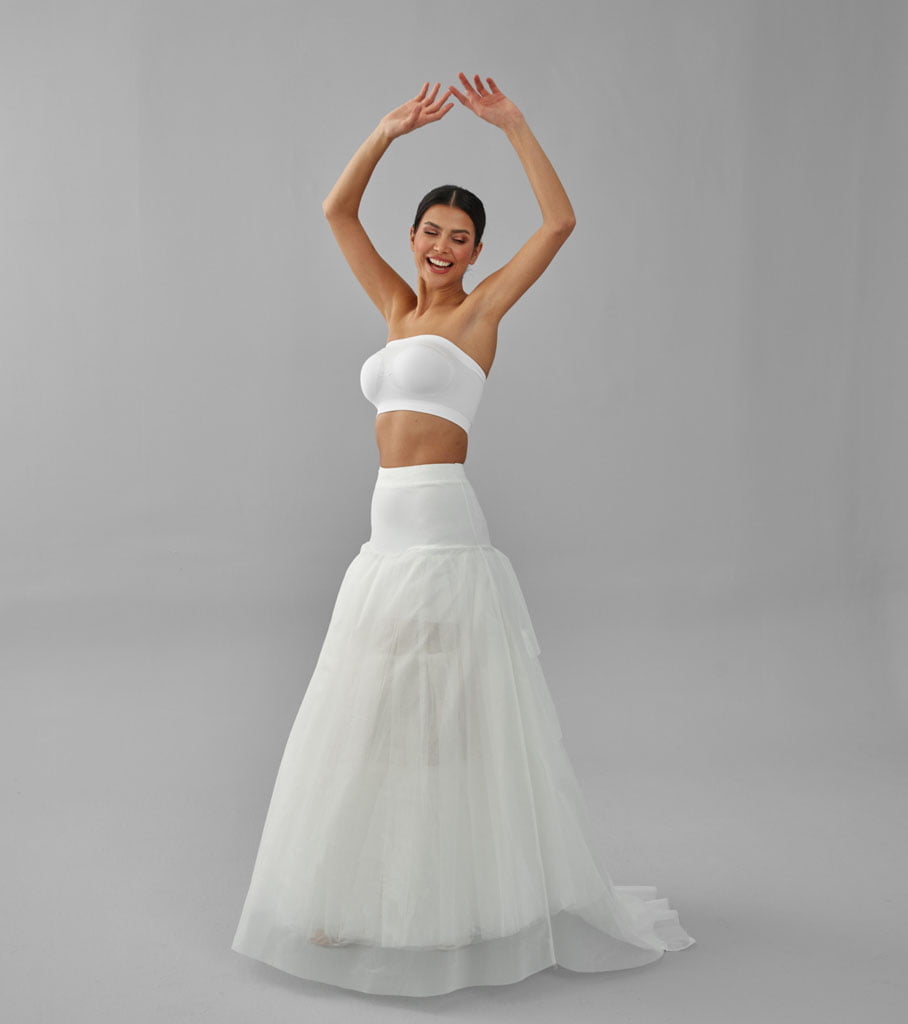 Fishtail Crinoline Skirt , Wedding Dress Underskirt, White Petticoat Skirt