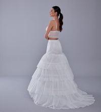 Load image into Gallery viewer, A line petticoat with train, Tiered Tulle Underskirt for Bridal Dress, Chapel Train Slip, White Crinoline 4 Hoop