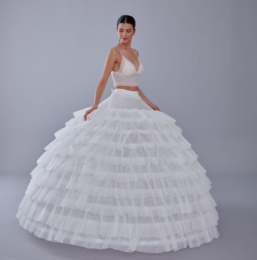White Petticoat for Wedding Dress, 10 Hoop Bridal Underskirt, Ball Gown Crinoline, Plus Size Petticoat for Prom & Costume